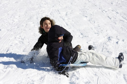 雪橇雪板撞成一團