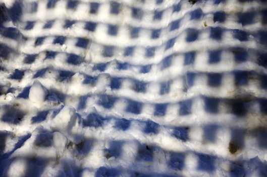 麻州大道上裝置藝術映在雪堆上的陰影